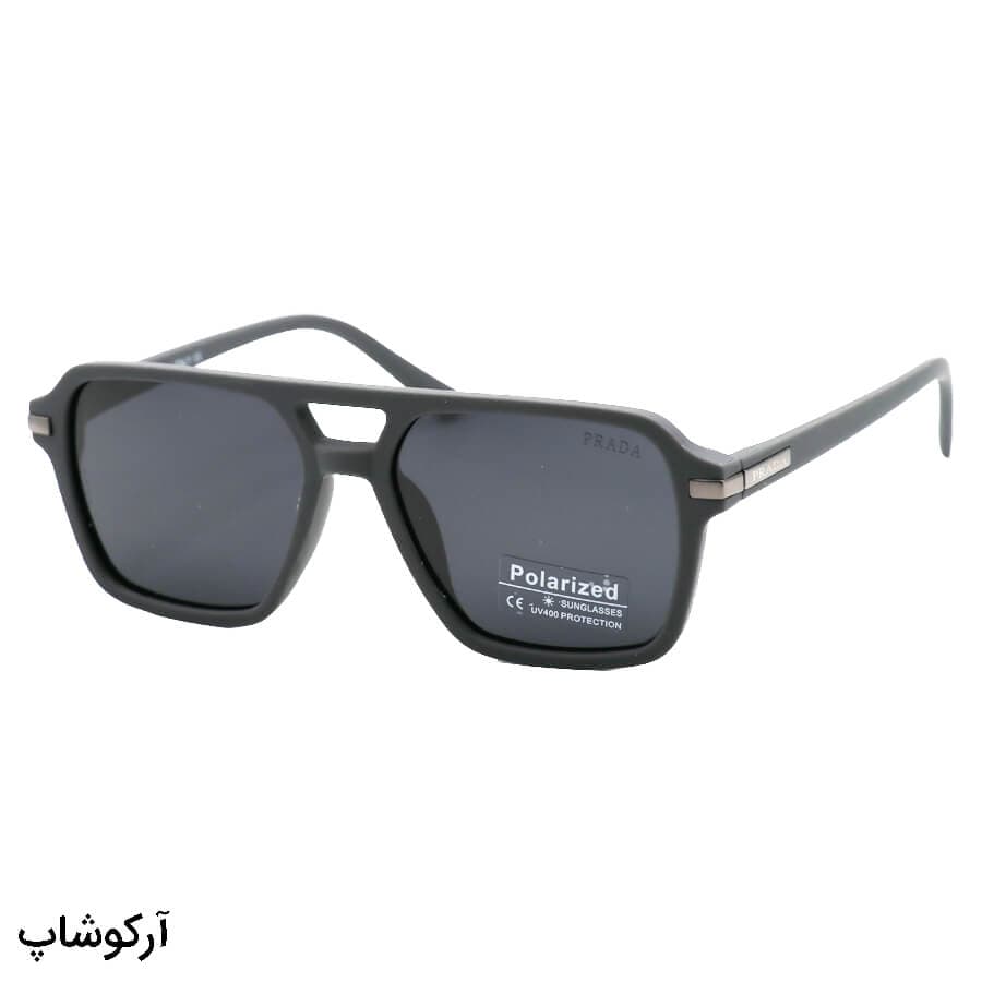 عینک آفتابی پرادا با فریم خلبانی، رنگ سفید مات (یخی) و لنز پلاریزه و دودی تیره مدل P9842 — تصویر ۶