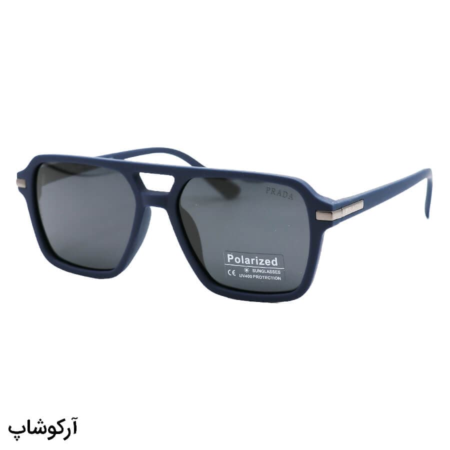 عینک آفتابی پرادا با فریم خلبانی، رنگ سفید مات (یخی) و لنز پلاریزه و دودی تیره مدل P9842 — تصویر ۱۱
