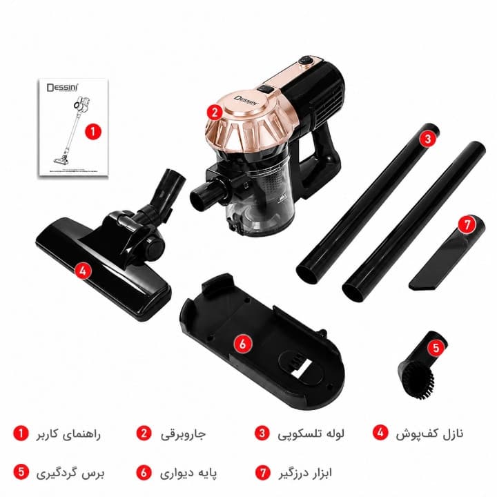 جاروبرقی مخزن‌دار 600 وات دسینی مدل DS-6684 — تصویر ۹