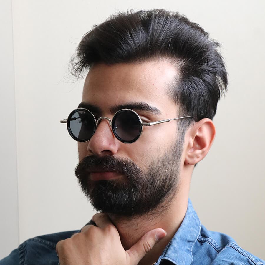 عینک آفتابی فانتزی Louis Vuitton با فریم گرد، رنگ نقره‌ای، از جنس فلزی و لنز دودی تیره مدل 25552 — تصویر ۷