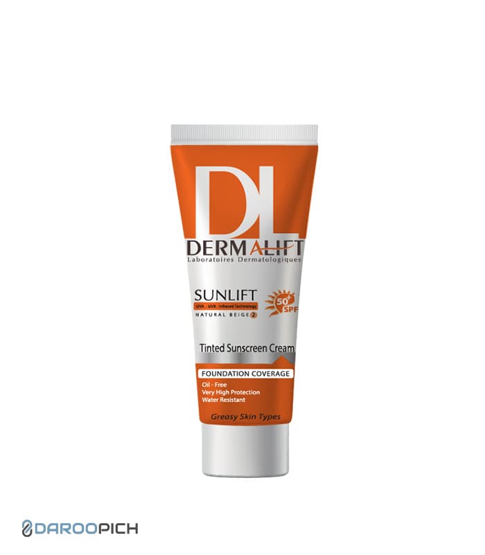 کرم ضد آفتاب پوست چرب SPF50 سان لیفت بژ طبیعی درمالیفت