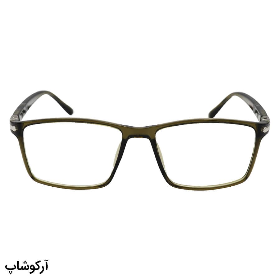 عینک طبی Persol با فریم مستطیلی شکل، رنگ سبز، از جنس TR و دسته فنردار مدل TR3005 — تصویر ۳