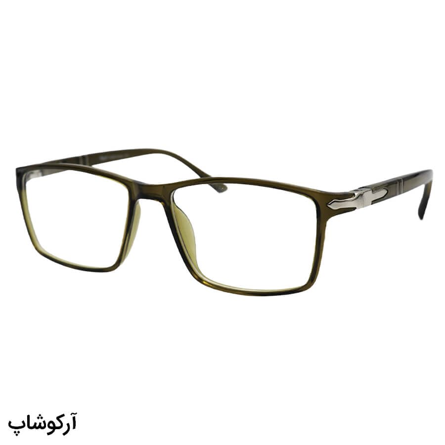 عینک طبی Persol با فریم مستطیلی شکل، رنگ سبز، از جنس TR و دسته فنردار مدل TR3005