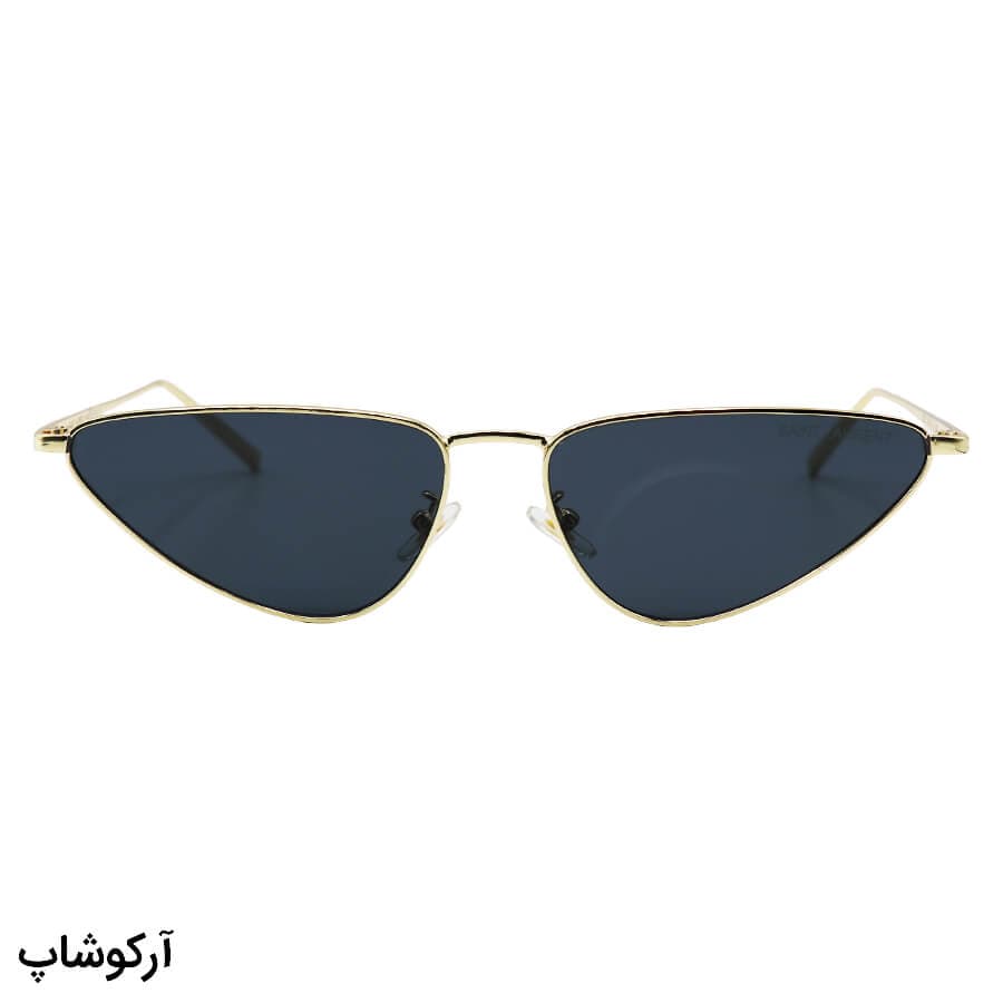 عینک آفتابی زنانه YSL با فریم طلایی رنگ، مثلثی شکل و عدسی دودی تیره مدل 8011 — تصویر ۲
