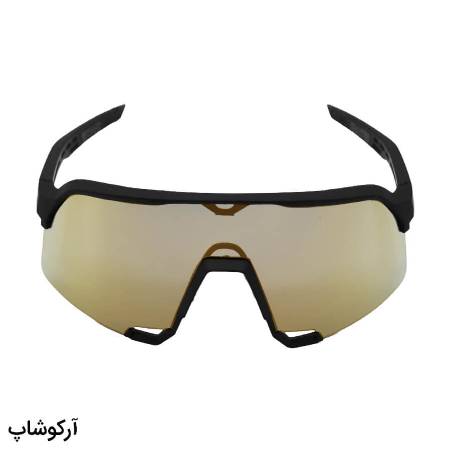 عینک ورزشی برند 100% با فریم مشکی مات، 3 کاور لنز قابل تعویض و پک اصلی مدل S8074 — تصویر ۲