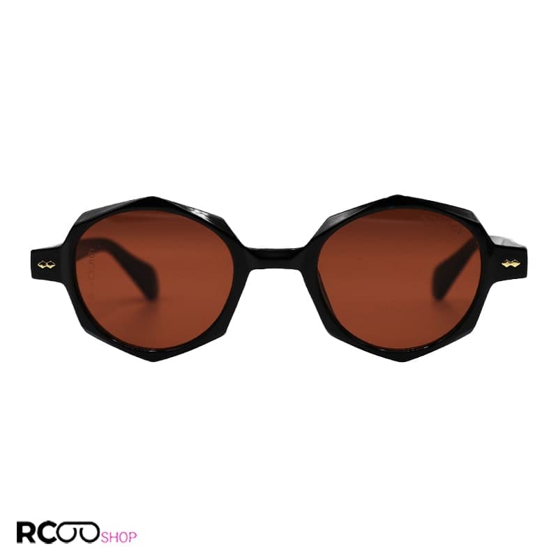 عینک آفتابی گرد با فریم قهوه‌ای تیره، طرح دار و لنز قهوه ای تیره Moscot مدل 65014