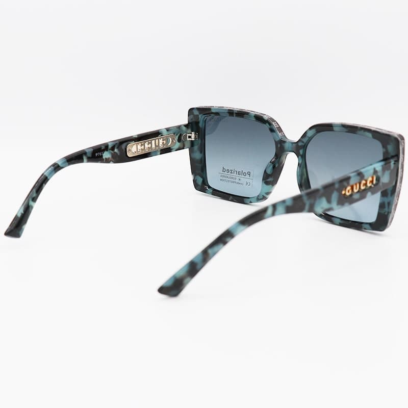 عینک آفتابی پلاریزه با فریم مشکی و سبز رنگ و مربعی شکل GUCCI مدل P7633 — تصویر ۵