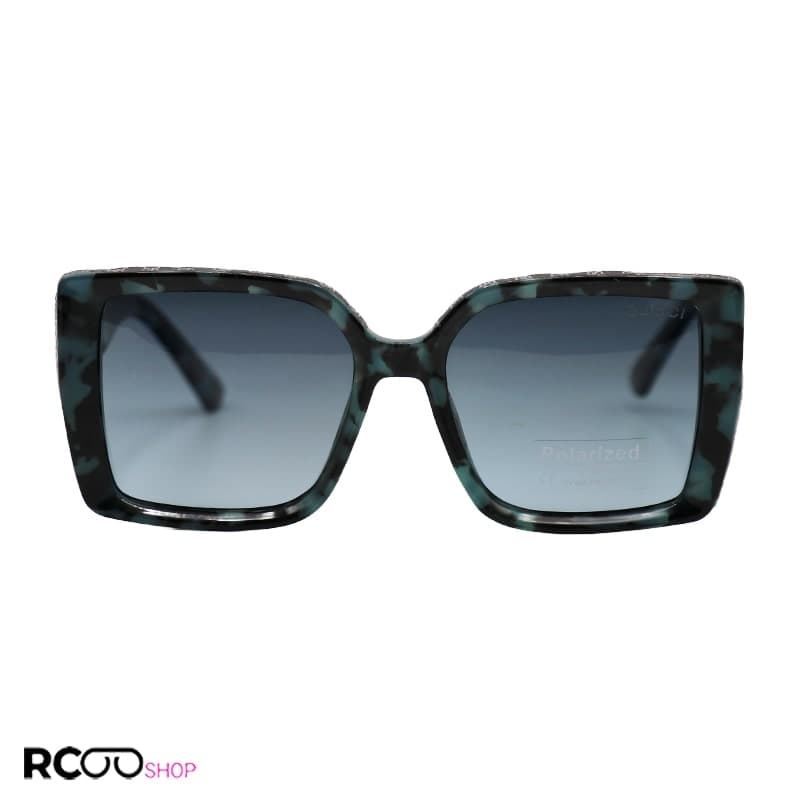 عینک آفتابی پلاریزه با فریم مشکی و سبز رنگ و مربعی شکل GUCCI مدل P7633