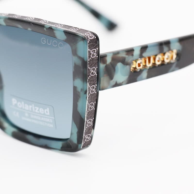 عینک آفتابی پلاریزه با فریم مشکی و سبز رنگ و مربعی شکل GUCCI مدل P7633 — تصویر ۶
