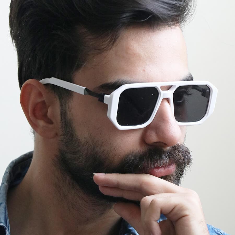 عینک شب Marc Jacobs با فریم مربعی شکل، رنگ نارنجی و عدسی بیرنگ و شفاف مدل 53336 — تصویر ۸