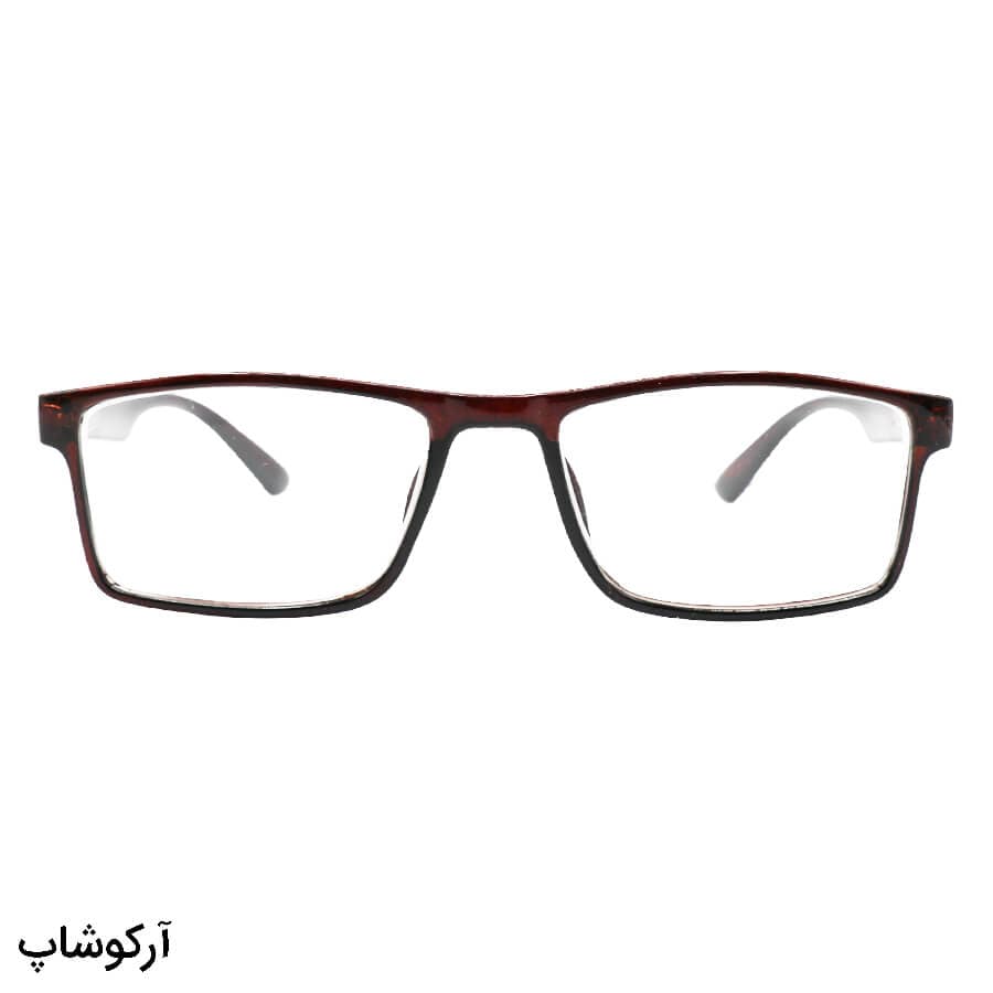 عینک طبی دوربین نمره -2.25 با فریم مستطیلی شکل، قهوه ای رنگ و دسته فنردار مدل 772 — تصویر ۲