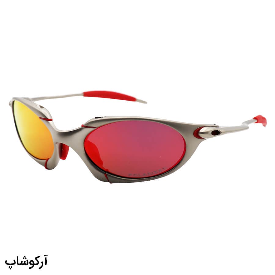 عینک آفتابی پلاریزه OAKLEY با فریم فلزی، عدسی آینه ای و قرمز رنگ به همراه پک اصلی مدل 1622