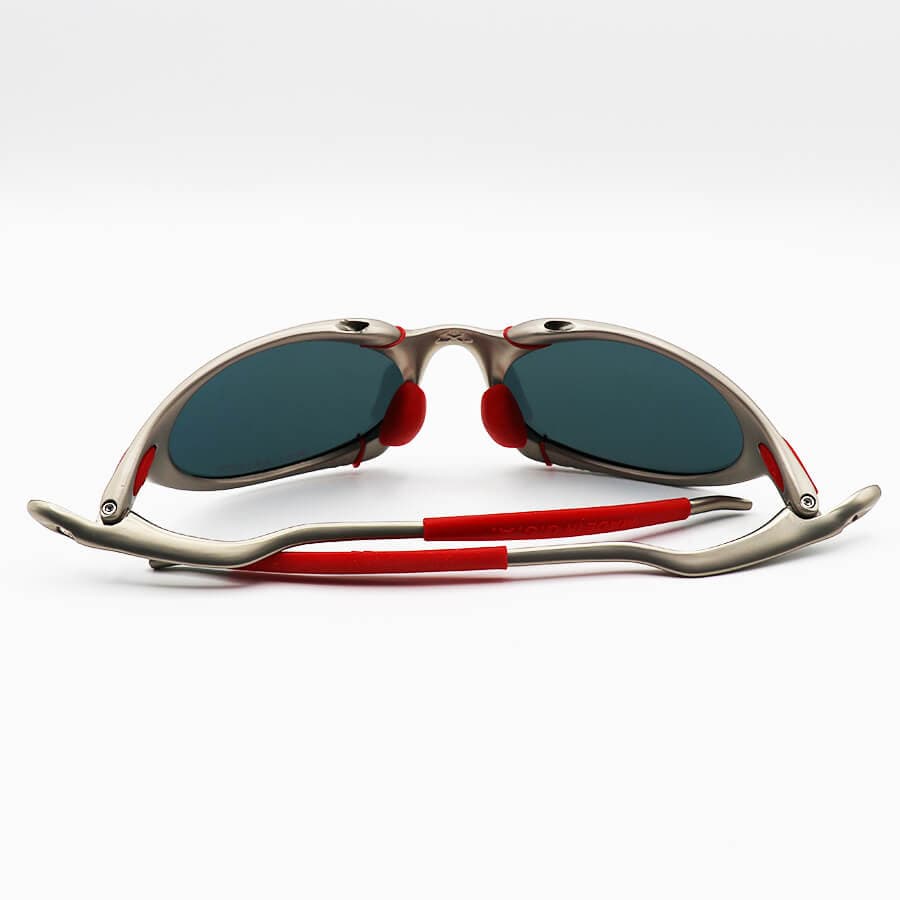 عینک آفتابی پلاریزه OAKLEY با فریم فلزی، عدسی آینه ای و قرمز رنگ به همراه پک اصلی مدل 1622 — تصویر ۷
