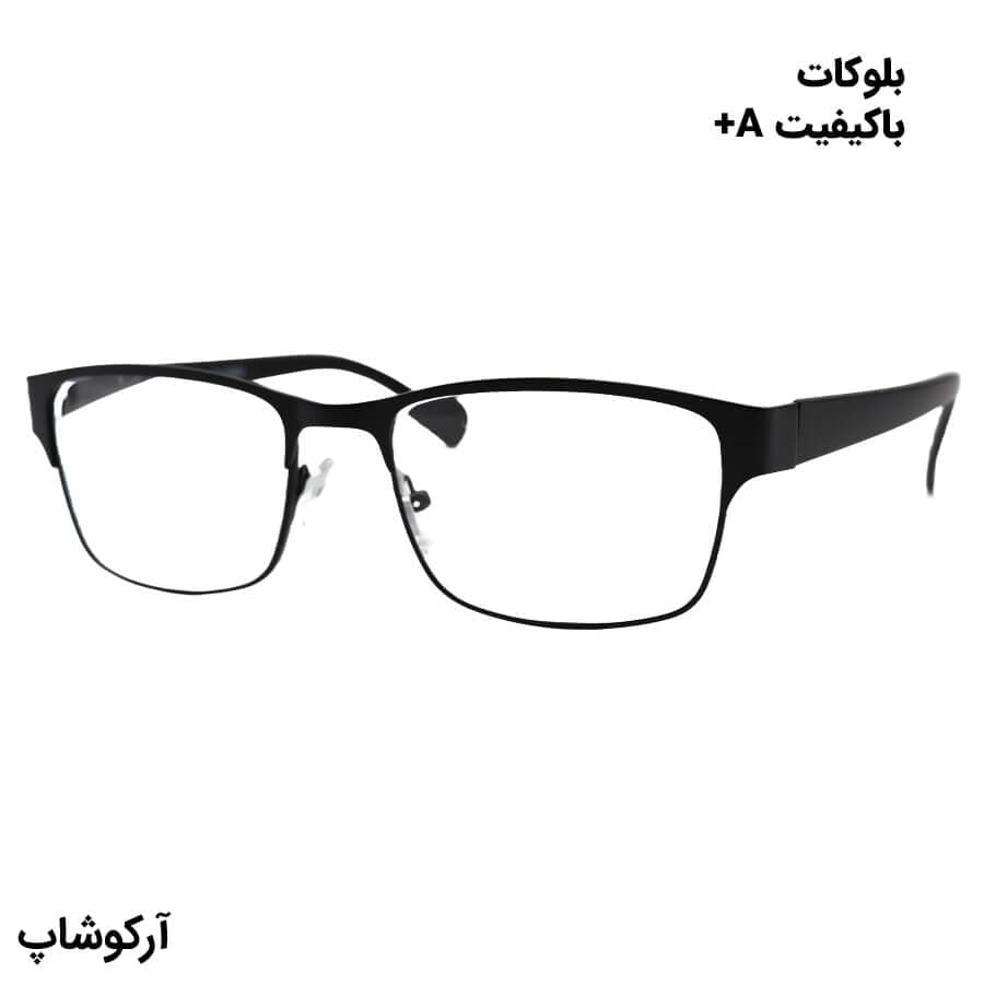 عینک مطالعه بلوکات نزدیک بین نمره +2.00 با فریم مستطیلی، رنگ مشکی و دسته فنری مدل 51125