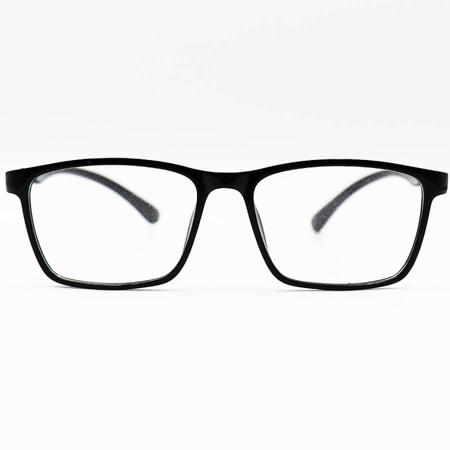 عینک مطالعه نزدیک بین نمره +2.50 با لنز بلوکات، فریم مشکی رنگ و مستطیلی شکل مدل TR003 — تصویر ۲