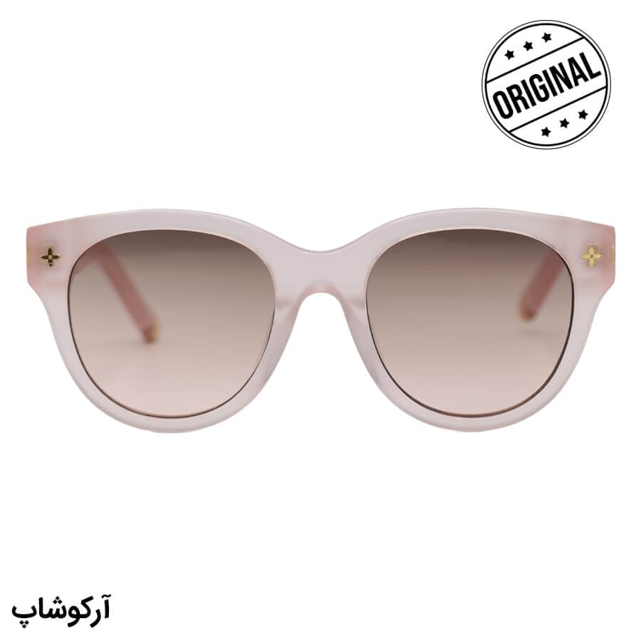 عینک آفتابی زنانه اصل LOUIS VUITTON با فریم گرد، رنگ صورتی و لنز قهوه‌ای سایه روشن مدل Z1707E 93L