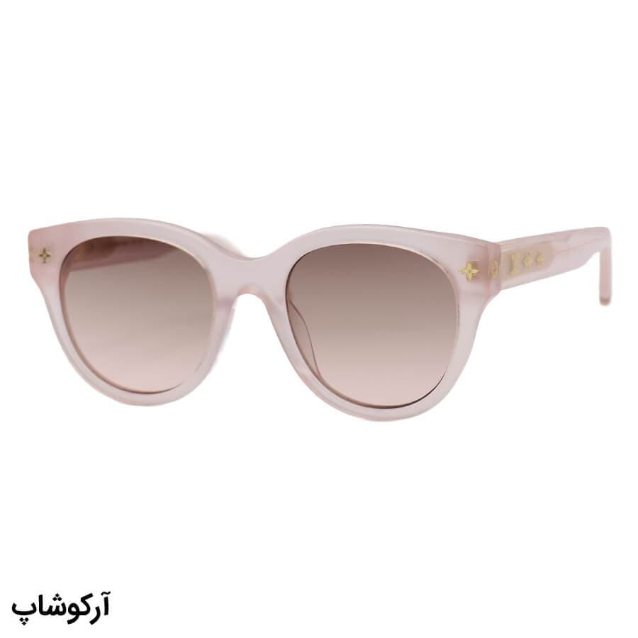 عینک آفتابی زنانه اصل LOUIS VUITTON با فریم گرد، رنگ صورتی و لنز قهوه‌ای سایه روشن مدل Z1707E 93L — تصویر ۴