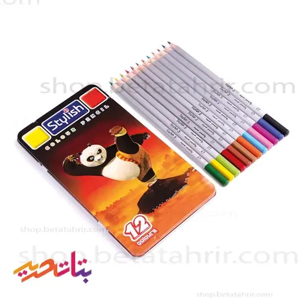 استایلیش- مداد رنگی 12 رنگ فلزی برجسته