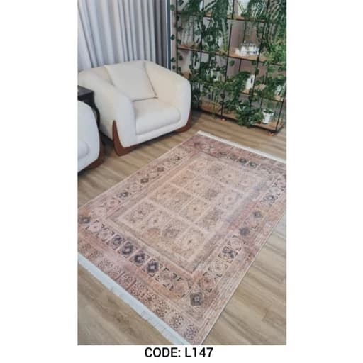 فرشینه مخمل ترک طرح کرم خشتی L147 — تصویر ۲