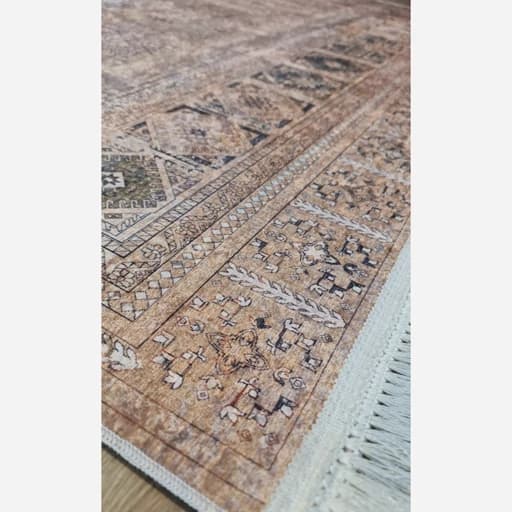 فرشینه مخمل ترک طرح کرم خشتی L147 — تصویر ۴