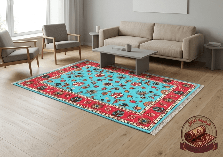 فرشینه مخمل ابریشم‌نما طرح شاه‌عباسی کد A089