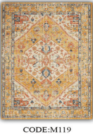 فرشینه مخمل ترک طرح سنتی قشقایی رنگ خردلی و آجری کد M119 — تصویر ۳