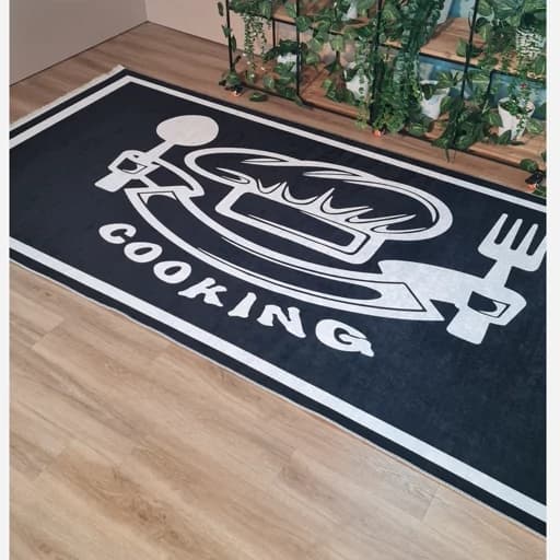فرشینه آشپزخانه مخمل ترک طرح کلاه سرآشپز و Cooking کد K187 — تصویر ۴