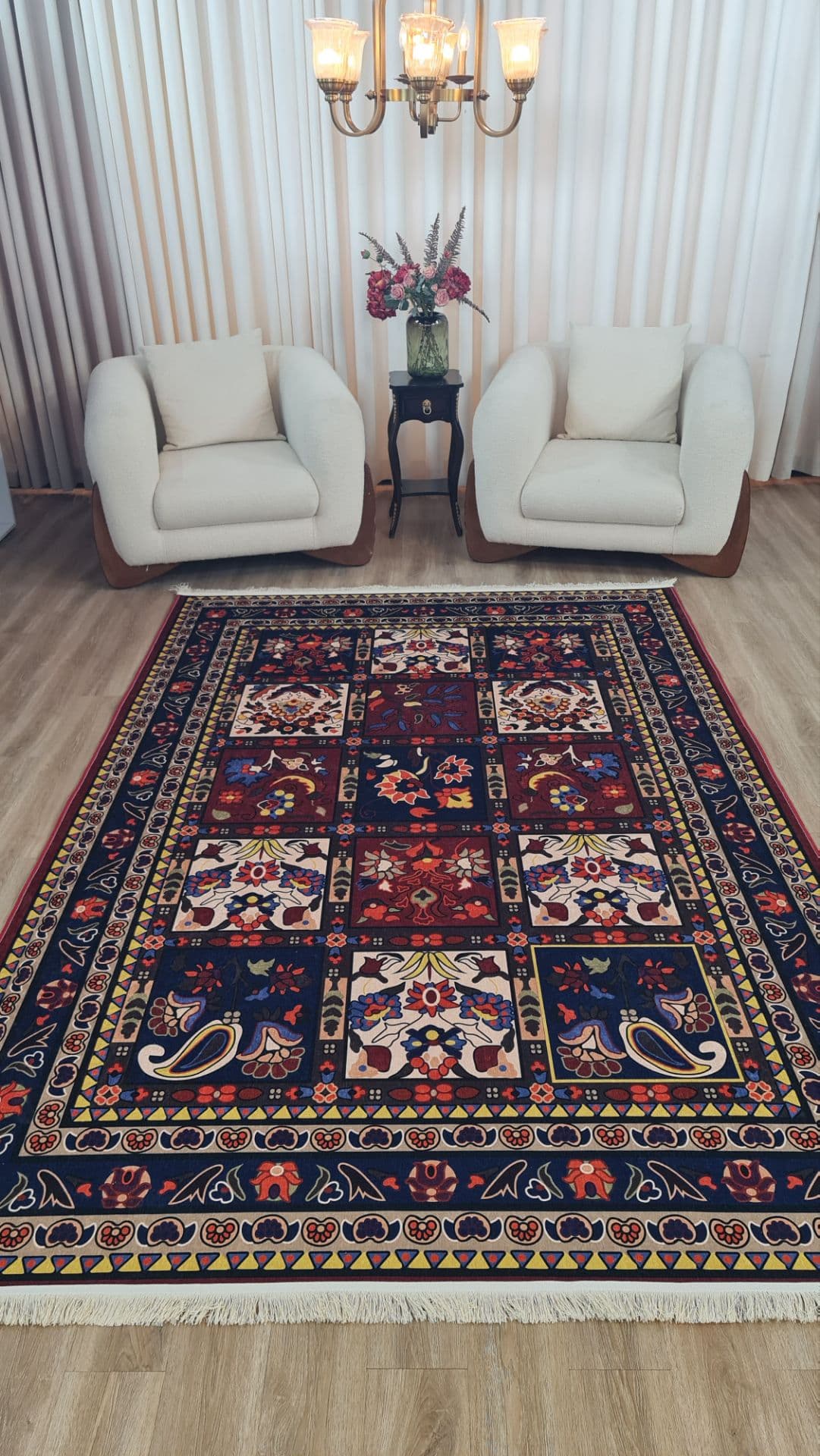 فرشینه مخمل طرح ابریشم خشتی ضد لغزش کدA140 — تصویر ۶