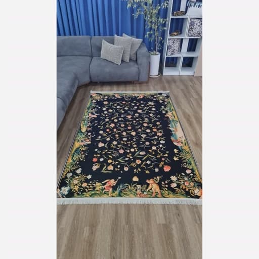 فرشینه مخمل طرح ابریشم گل افشان کد A037 — تصویر ۳