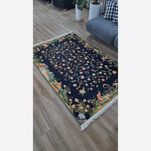 فرشینه مخمل طرح ابریشم گل افشان کد A037 — تصویر ۷