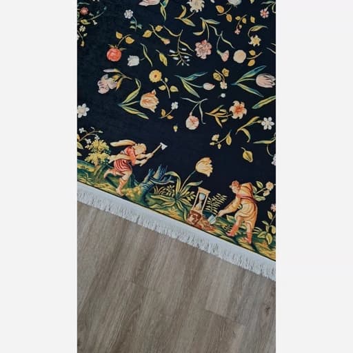 فرشینه مخمل طرح ابریشم گل افشان کد A037 — تصویر ۵
