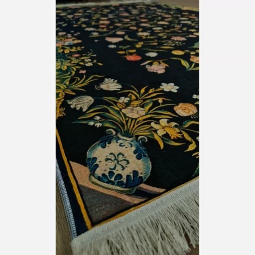 فرشینه مخمل طرح ابریشم گل افشان کد A037 — تصویر ۴