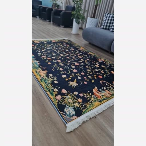 فرشینه مخمل طرح ابریشم گل افشان کد A037 — تصویر ۸