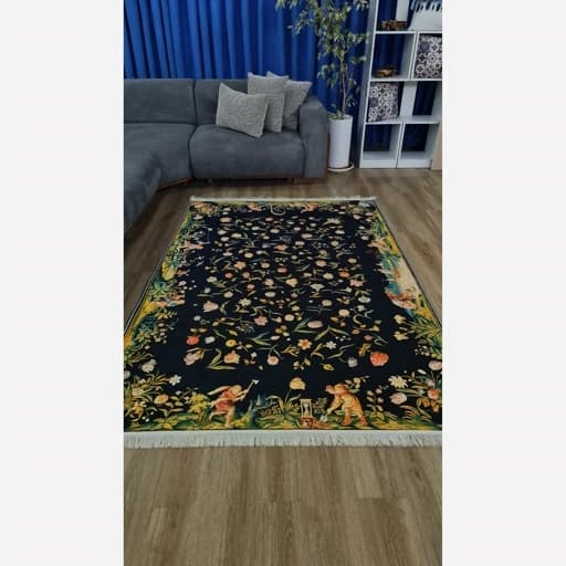 فرشینه مخمل طرح ابریشم گل افشان کد A037 — تصویر ۶