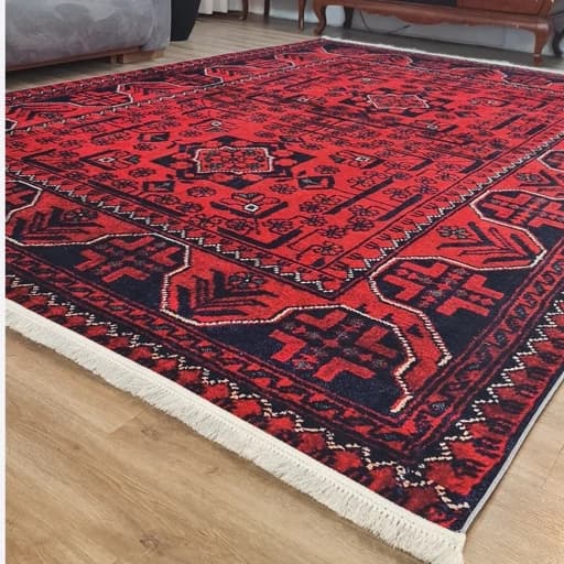 فرشینه مخمل ترک سنتی لاکی ترکمن U653 — تصویر ۴