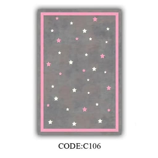 فرشینه کودک طوسی طرح ستاره مخمل ترک کد C106 — تصویر ۳