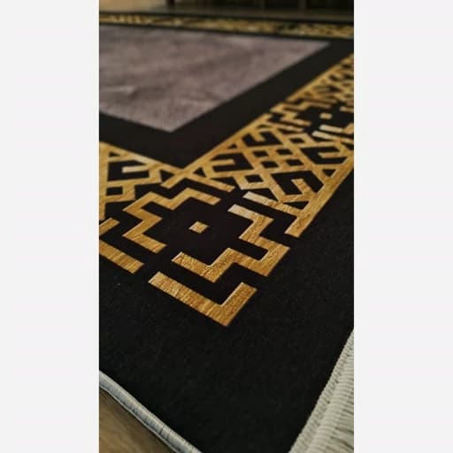 فرشینه مخمل ترک مدرن مشکی طلایی کد h246 — تصویر ۵