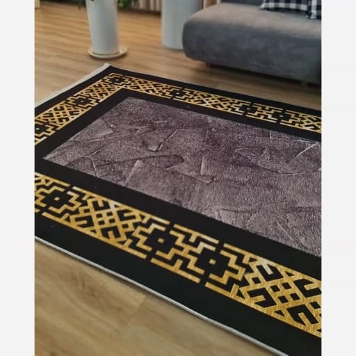 فرشینه مخمل ترک مدرن مشکی طلایی کد h246 — تصویر ۶