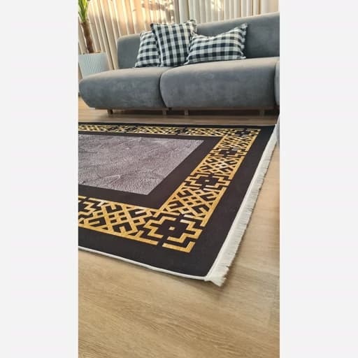 فرشینه مخمل ترک مدرن مشکی طلایی کد h246 — تصویر ۸
