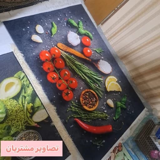 فرشینه آشپزخانه طرح میوه مخمل هازان ترک کد h068 — تصویر ۳