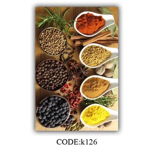 فرشینه آشپزخانه مخمل ترک طرح چاشنی و ادویه‌جات معطر چاپ سه بعدی کد K126 — تصویر ۴