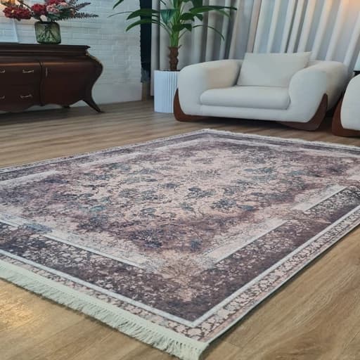 فرشینه مخمل ترک طرح فرش استپ دار کد L520