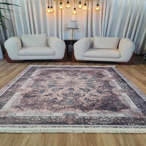 فرشینه مخمل ترک طرح فرش استپ دار کد L520 — تصویر ۲