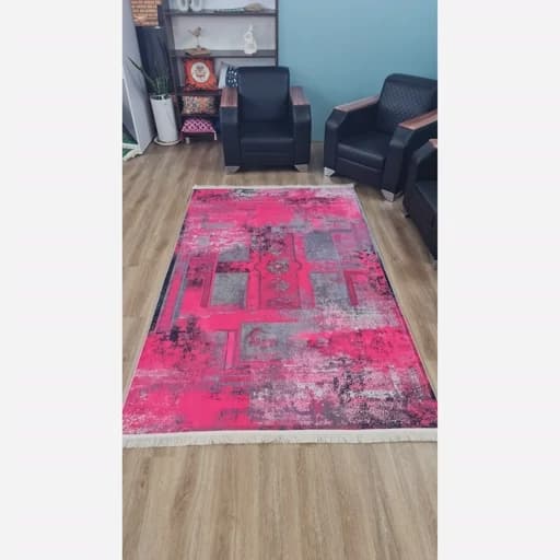 فرشینه مخمل ترک صورتی وینتیج U128 — تصویر ۶