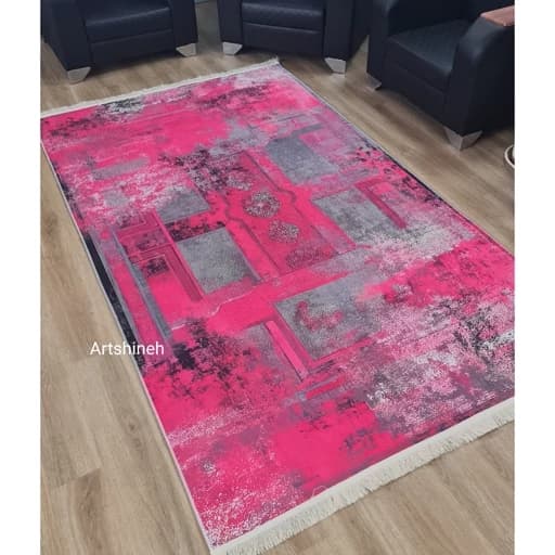 فرشینه مخمل ترک صورتی وینتیج U128 — تصویر ۴