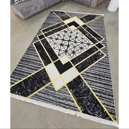 فرشینه مخمل طوسی مشکی مدرن کد h169 — تصویر ۶