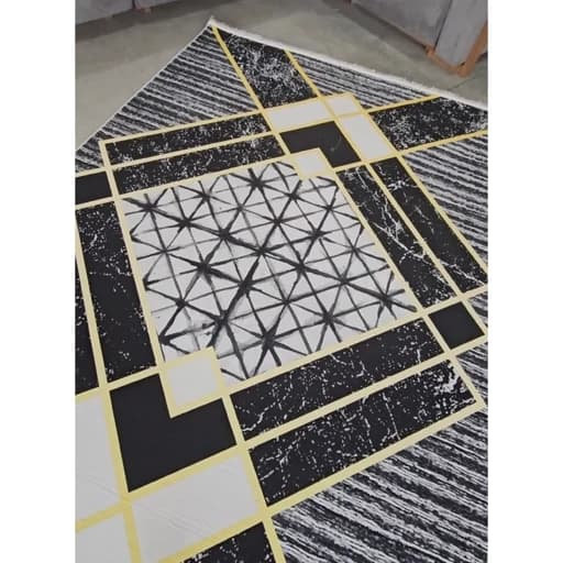 فرشینه مخمل طوسی مشکی مدرن کد h169 — تصویر ۵