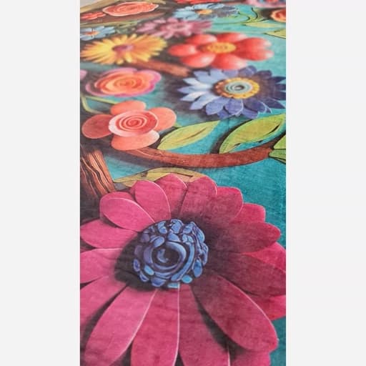 فرشینه مخمل ترک طرح گل سه بعدی کد 9114 — تصویر ۴