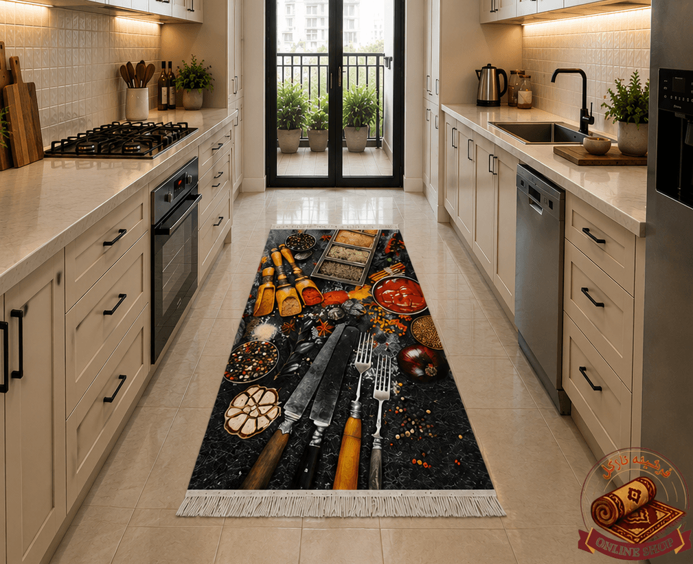 فرشینه آشپزخانه مخمل ترک طرح ادویه کد h085