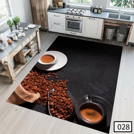 فرشینه آشپزخانه مخمل نرم و لطیف ترک طرح قهوه کد K028 — تصویر ۳